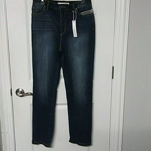 Pair of dark blue jeans
